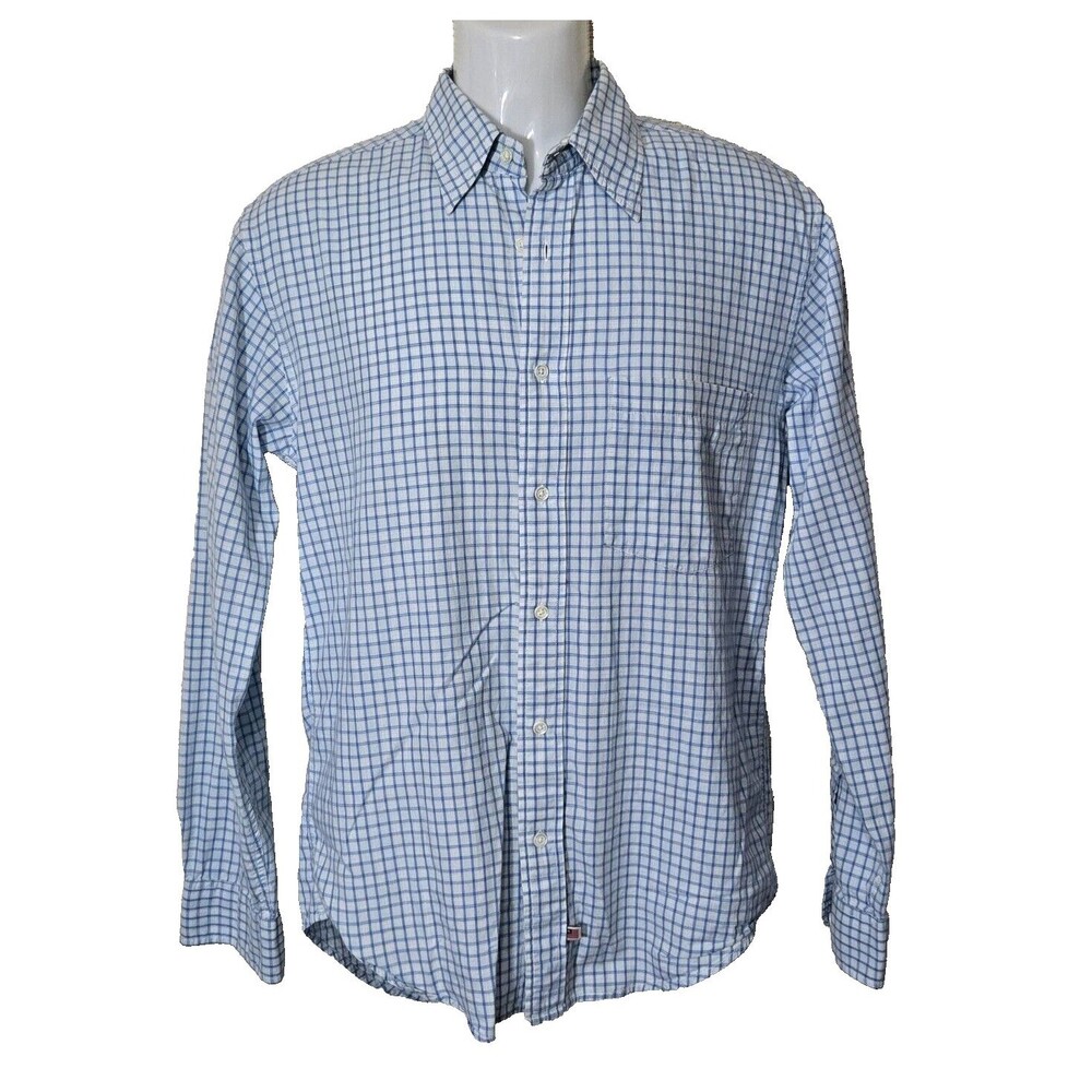 Ralph Lauren Polo Jeans Co Button Up Shirt Mens Small Blue White Check Plaid
